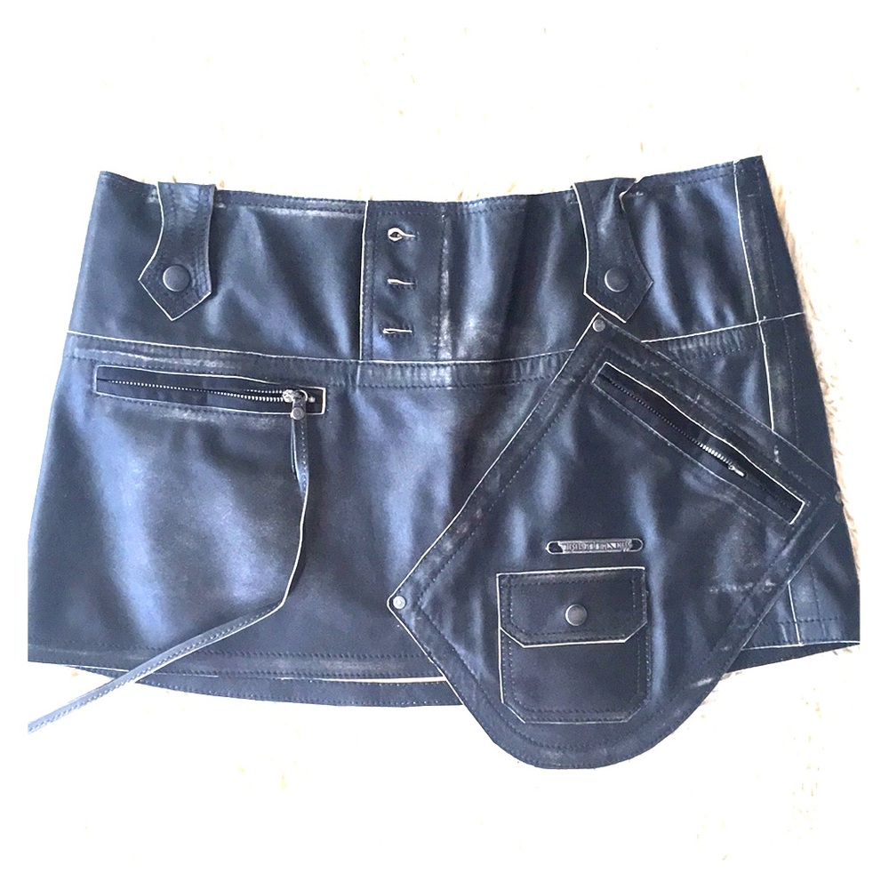 Diesel Leather Motorcycle Biker Mini Skirt 31
